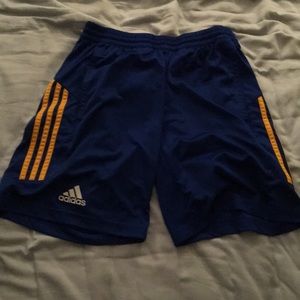 Men’s Blue and Yellow Adidas Climacool Shorts (M)